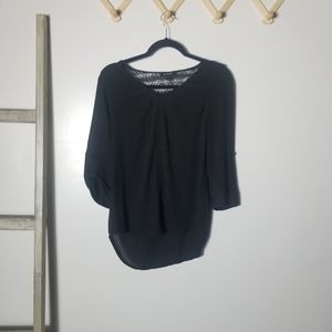 A BYER BLACK BLOUSE WITH LACE ON BACK POCKETS ON FRONT SIZE SMALL